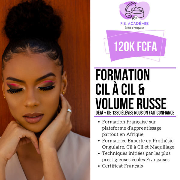 formation rehaussement de cil - cil a cil - volume russe - ecole Afrique